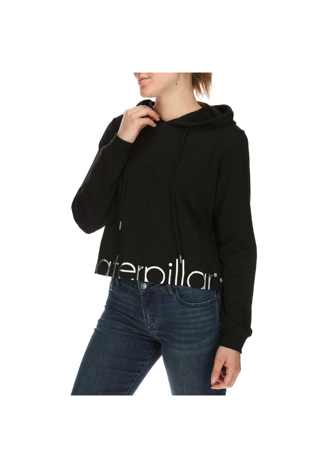 Polerón Mujer Cropped Caterpillar Sweatshirt Algodón Negro-1