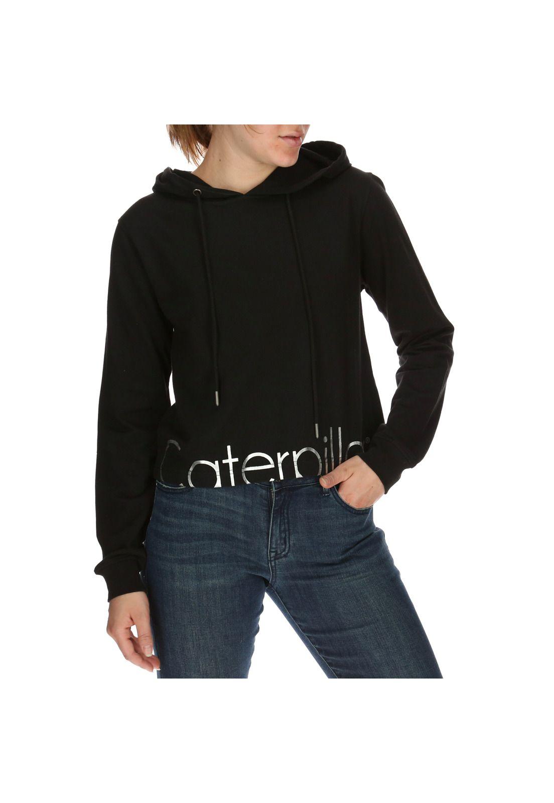 Polerón Mujer Cropped Caterpillar Sweatshirt Algodón Negro-3