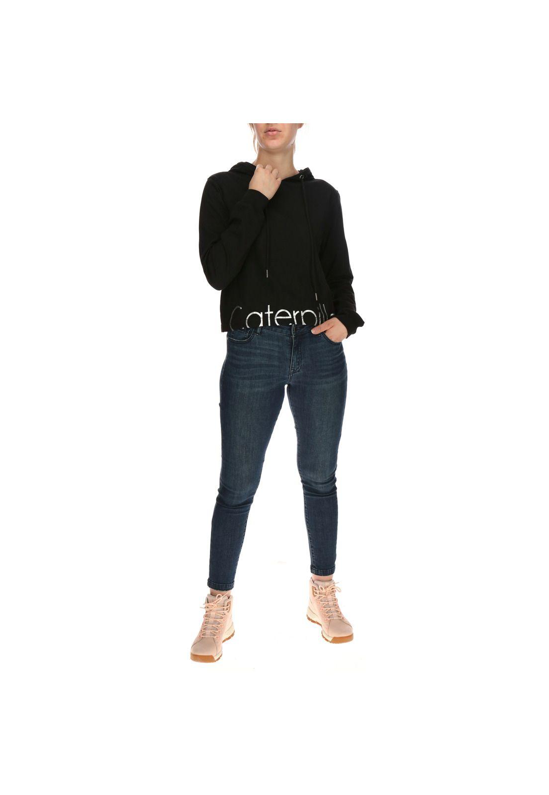 Polerón Mujer Cropped Caterpillar Sweatshirt Algodón Negro-4