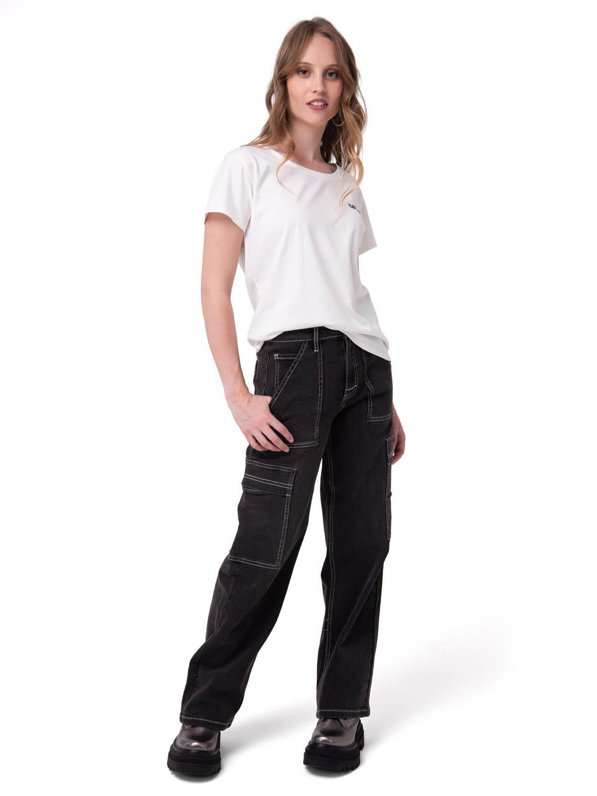 Polera MC Mujer W Caterpillar Logo T Blanco-4