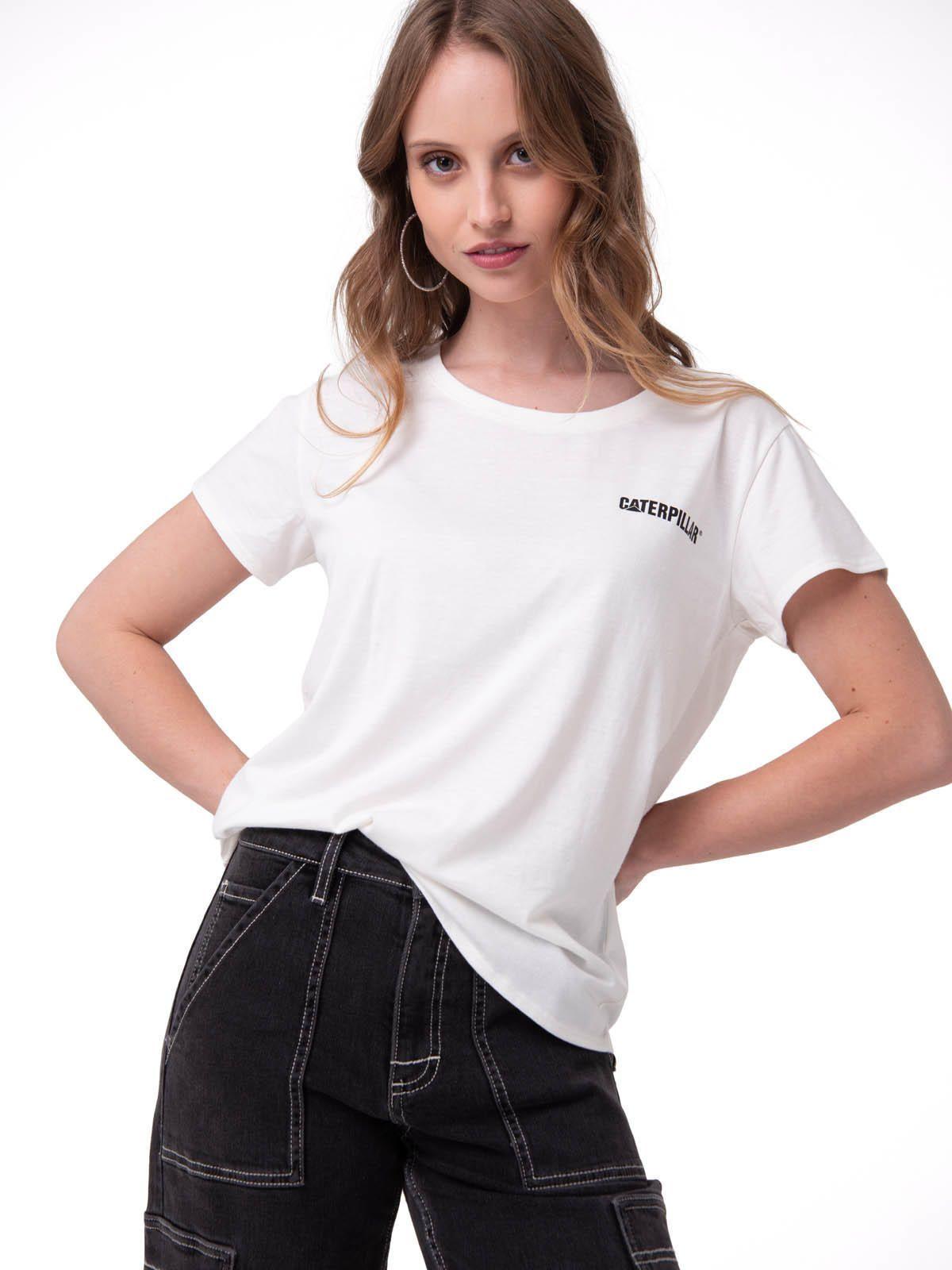 Polera MC Mujer W Caterpillar Logo T Blanco-0