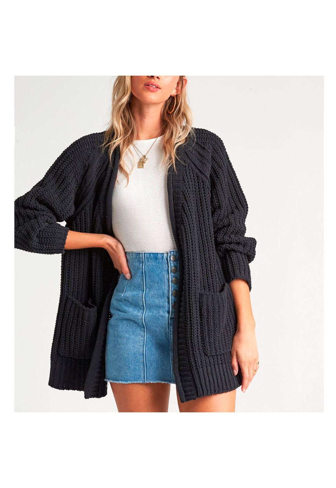 Sweater Warm Up Negro Mujer-0