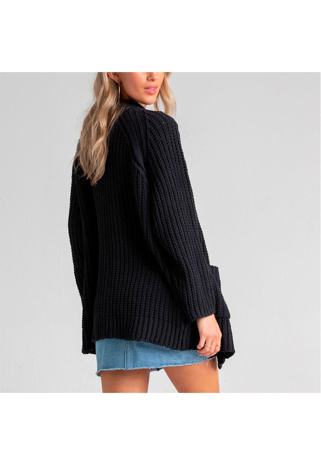 Sweater Warm Up Negro Mujer-1