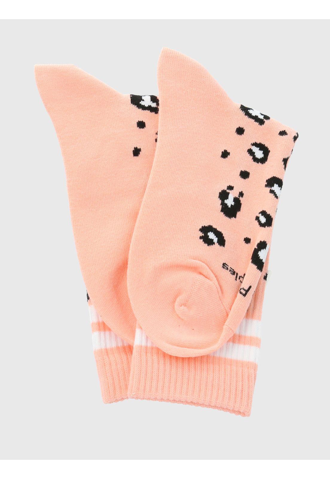 Calcetin Rosado Cheetah Mujer-2