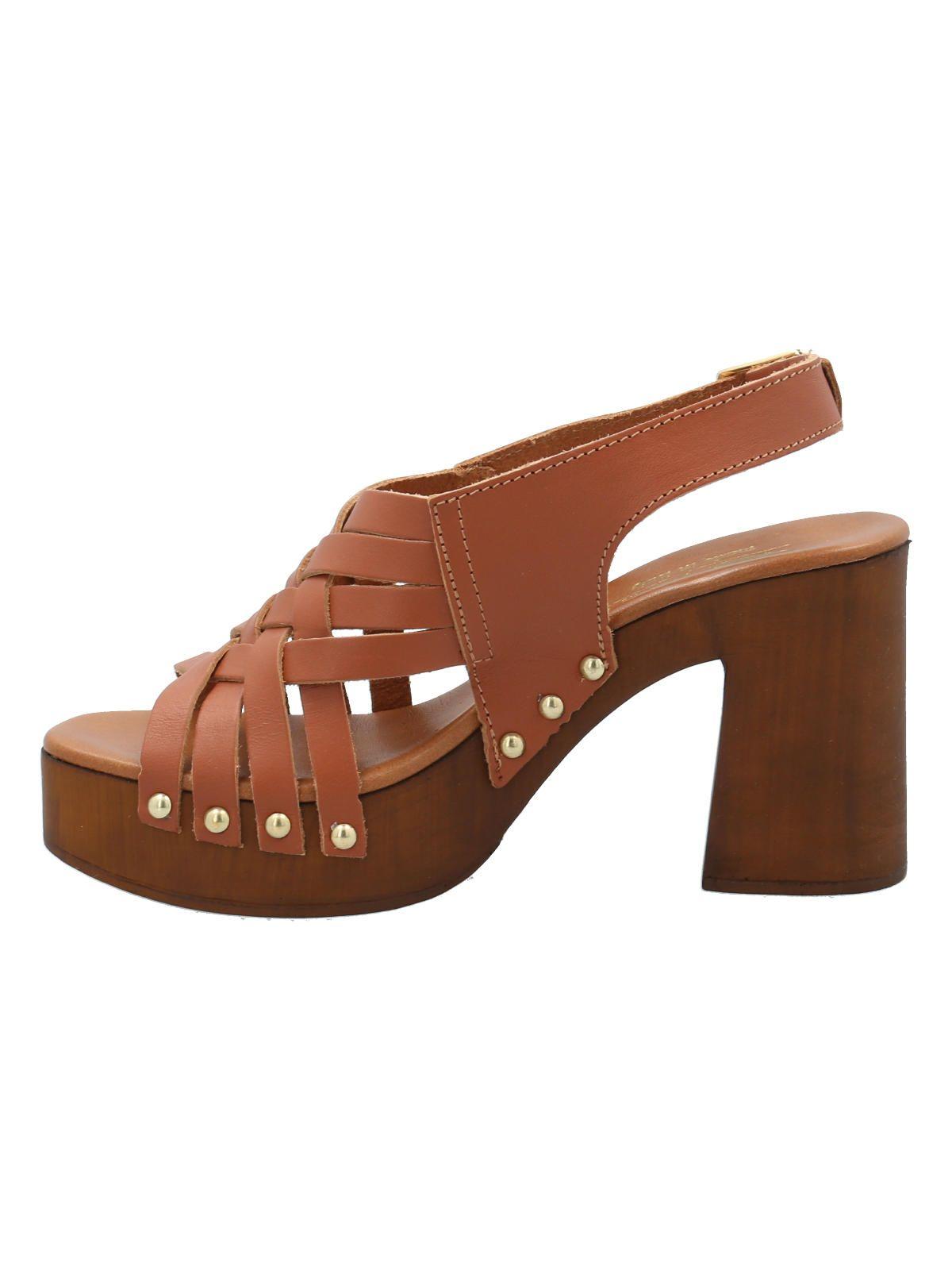 Sandalia Cuero Mujer Azucena Café -4