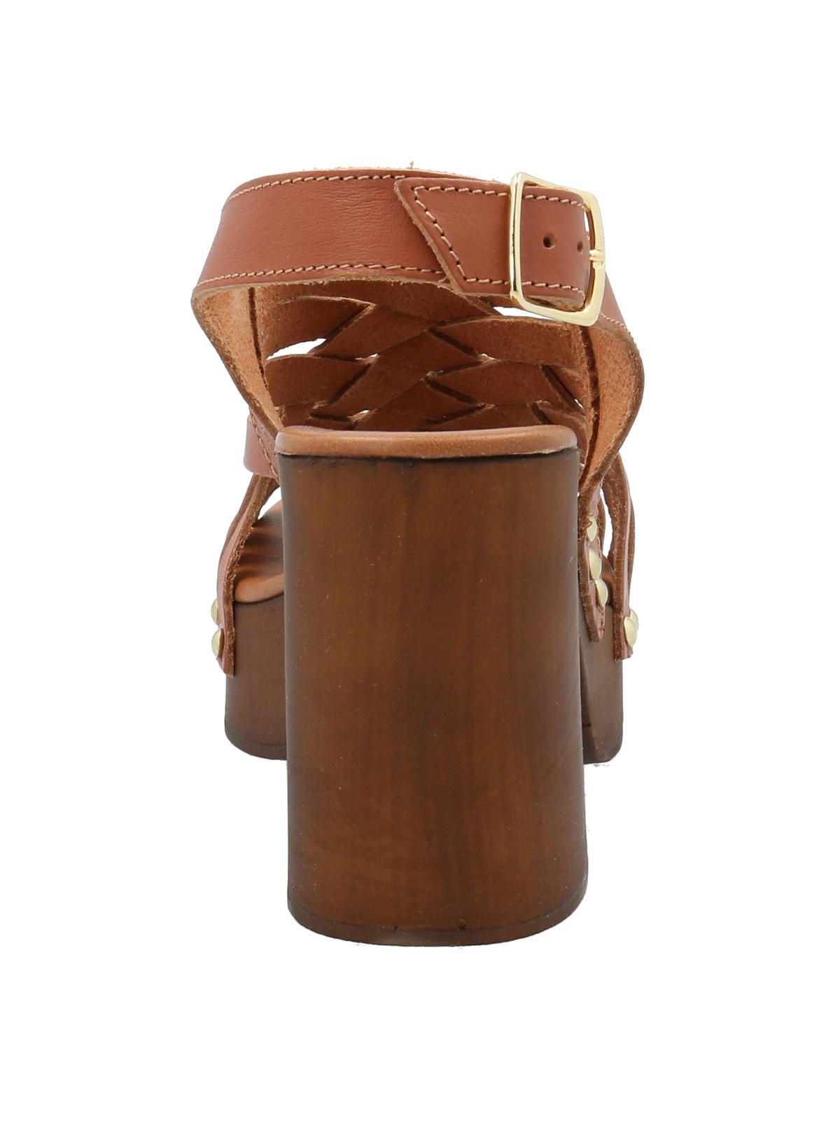 Sandalia Cuero Mujer Azucena Café -5