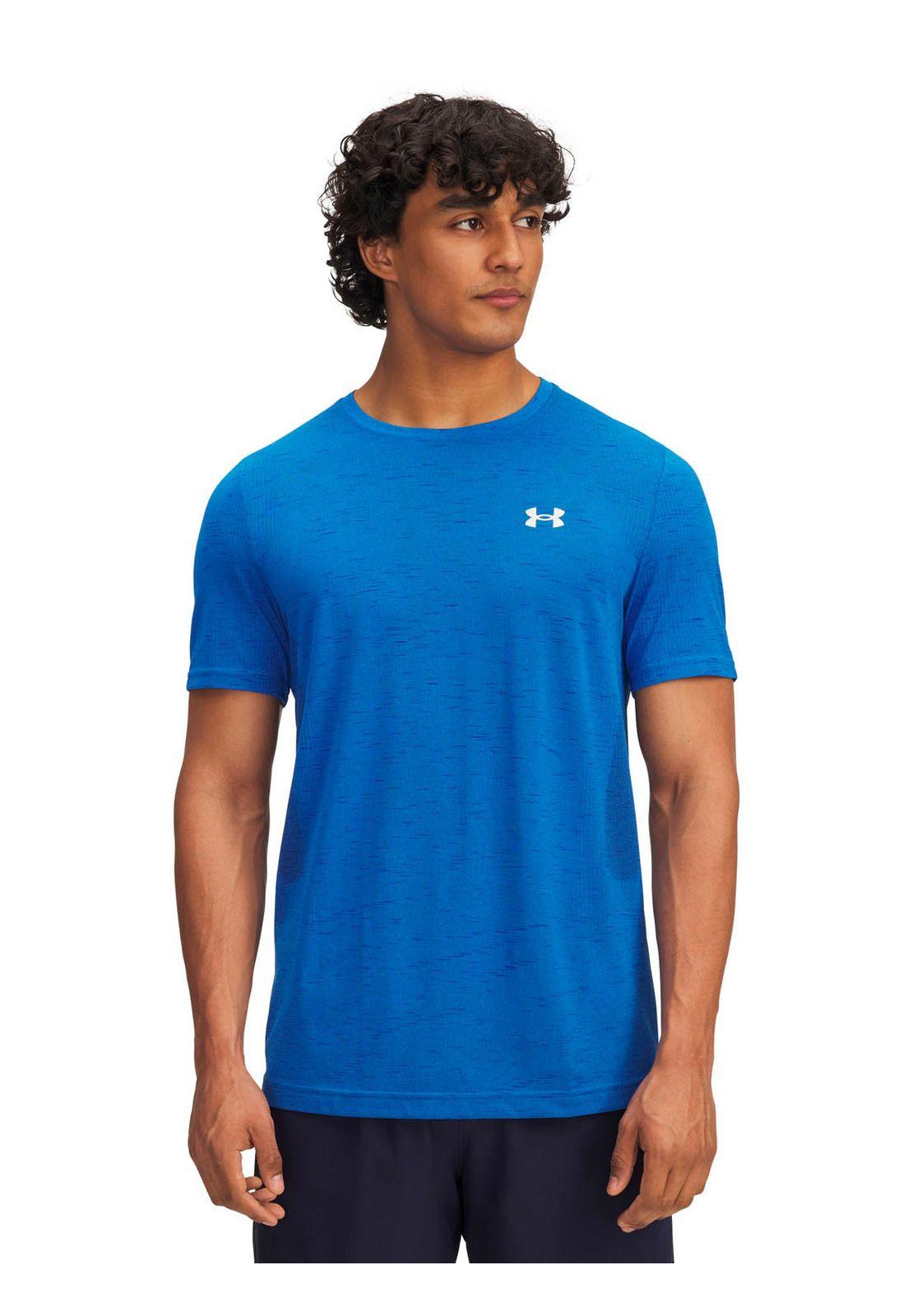 Polera Manga Corta Training para hombre Vanish Seamless azul -0