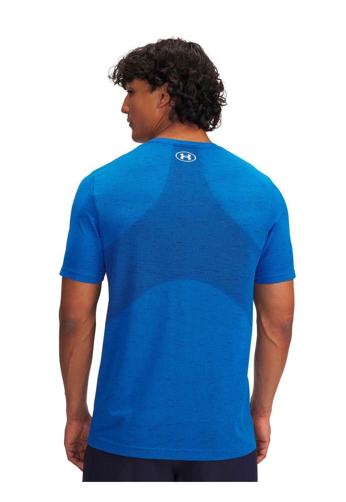 Polera Manga Corta Training para hombre Vanish Seamless azul -1