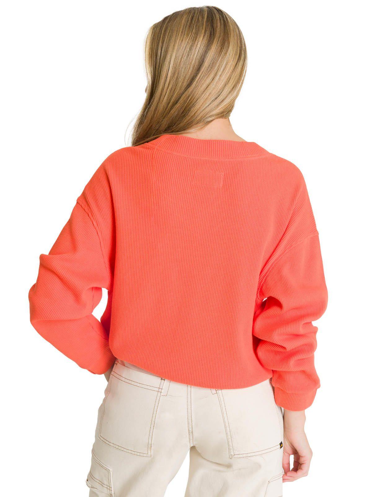 Polerón Cuello en V Mujer Oversize Waffle Salmón-4