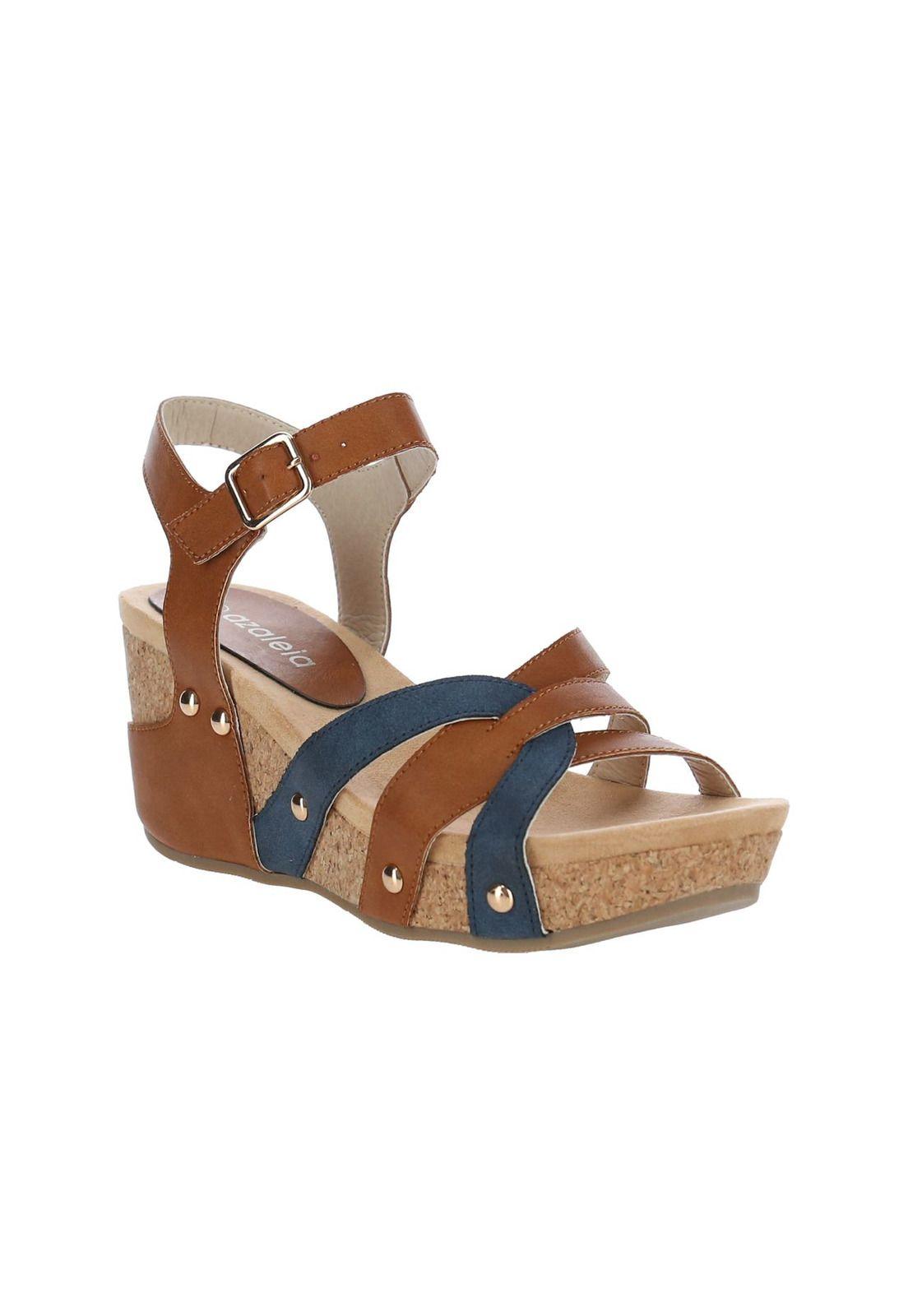 Sandalia Mujer Wine Denim/Cognac-1