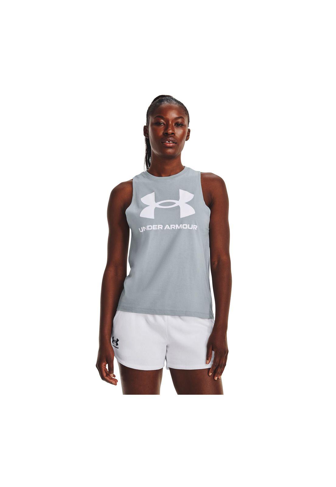 Polera sin mangas UA Sportstyle para mujer Gris-2