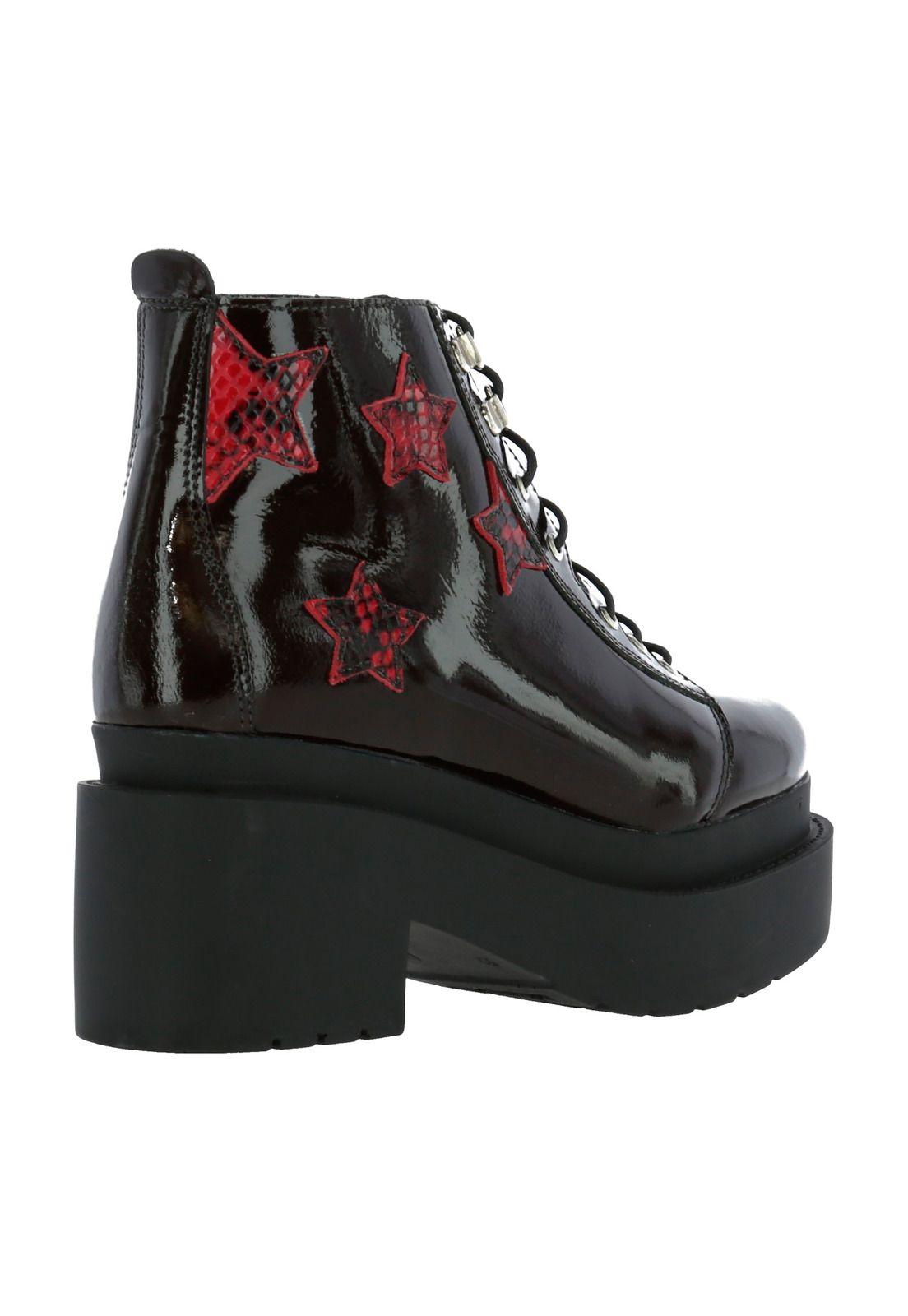 Botin Cuero Mujer Flor Burdeo-2