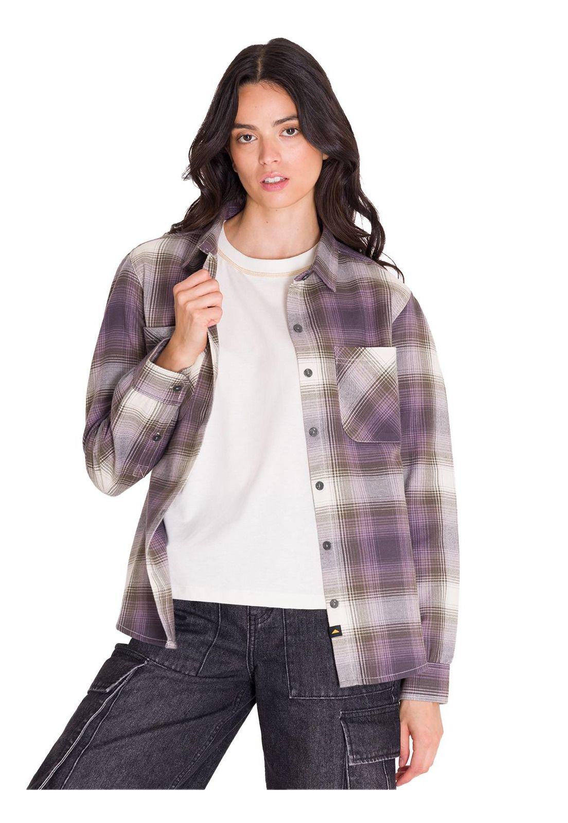 Camisa Flannel Relaxed Mujer Lila-0