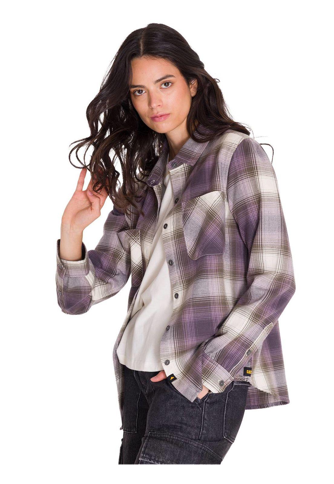 Camisa Flannel Relaxed Mujer Lila-1