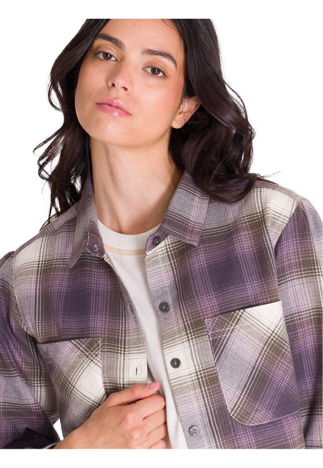 Camisa Flannel Relaxed Mujer Lila-4