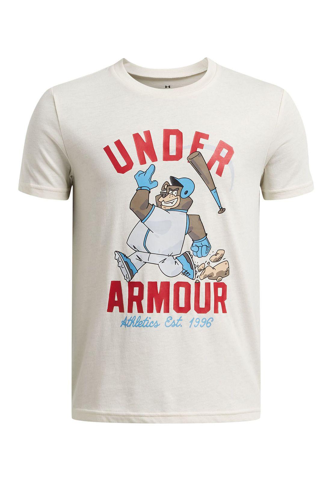 Polera manga corta baseball bear café niño-0