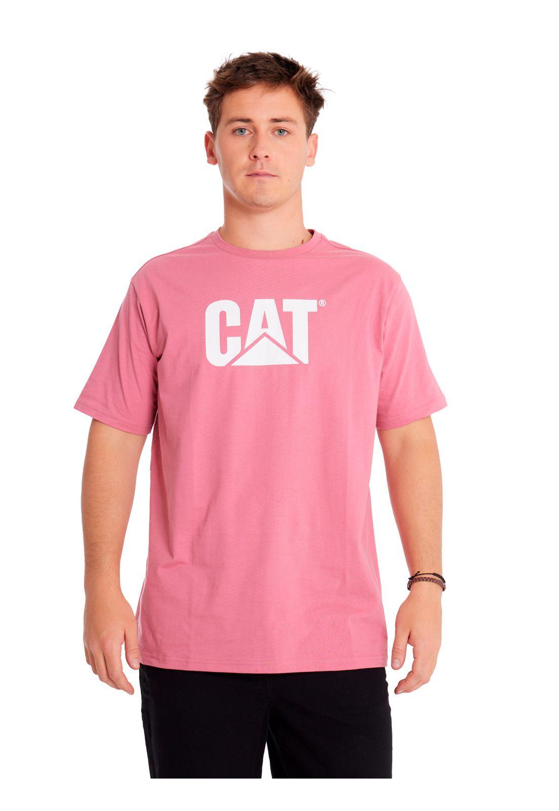 Polera Manga Corta Unisex Cat Logo Tee Rosado-4