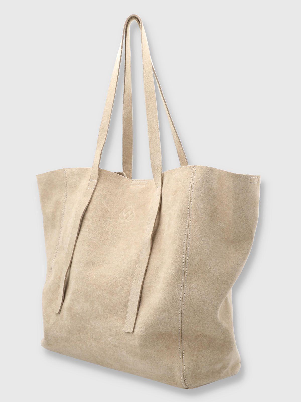 Bolso Cuero Mujer Suede Bag Beige-2