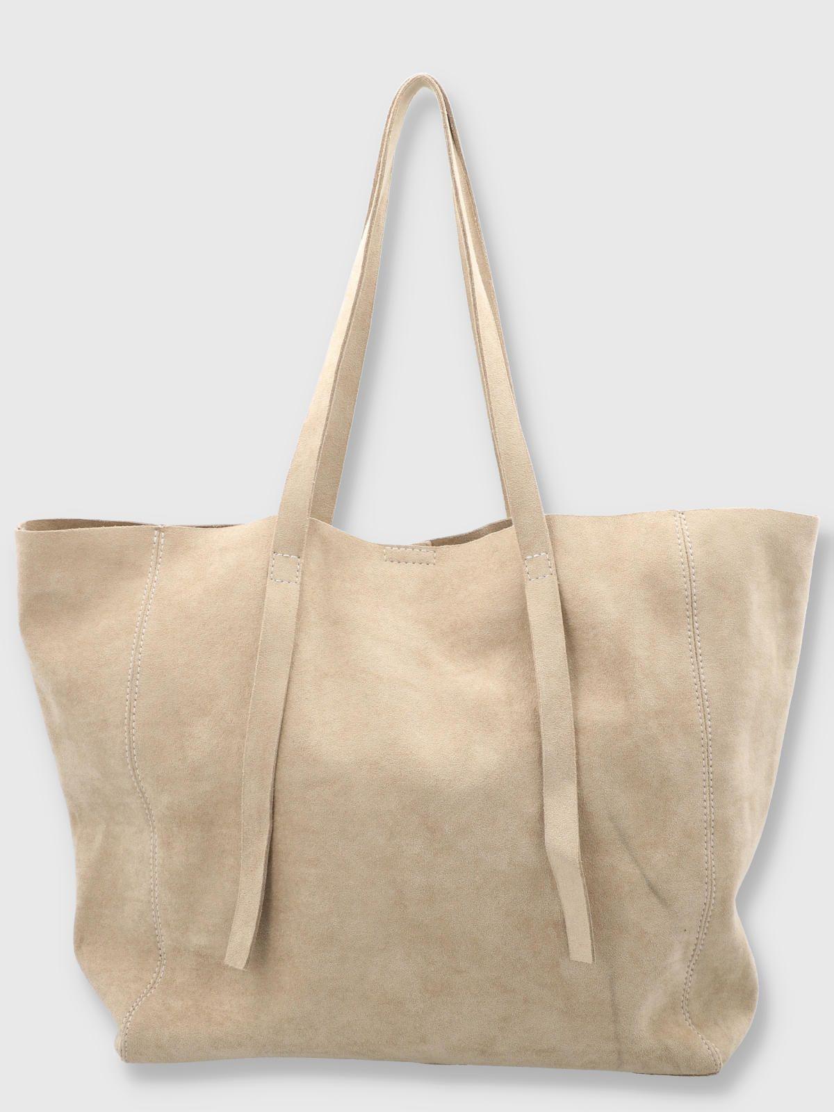 Bolso Cuero Mujer Suede Bag Beige-3