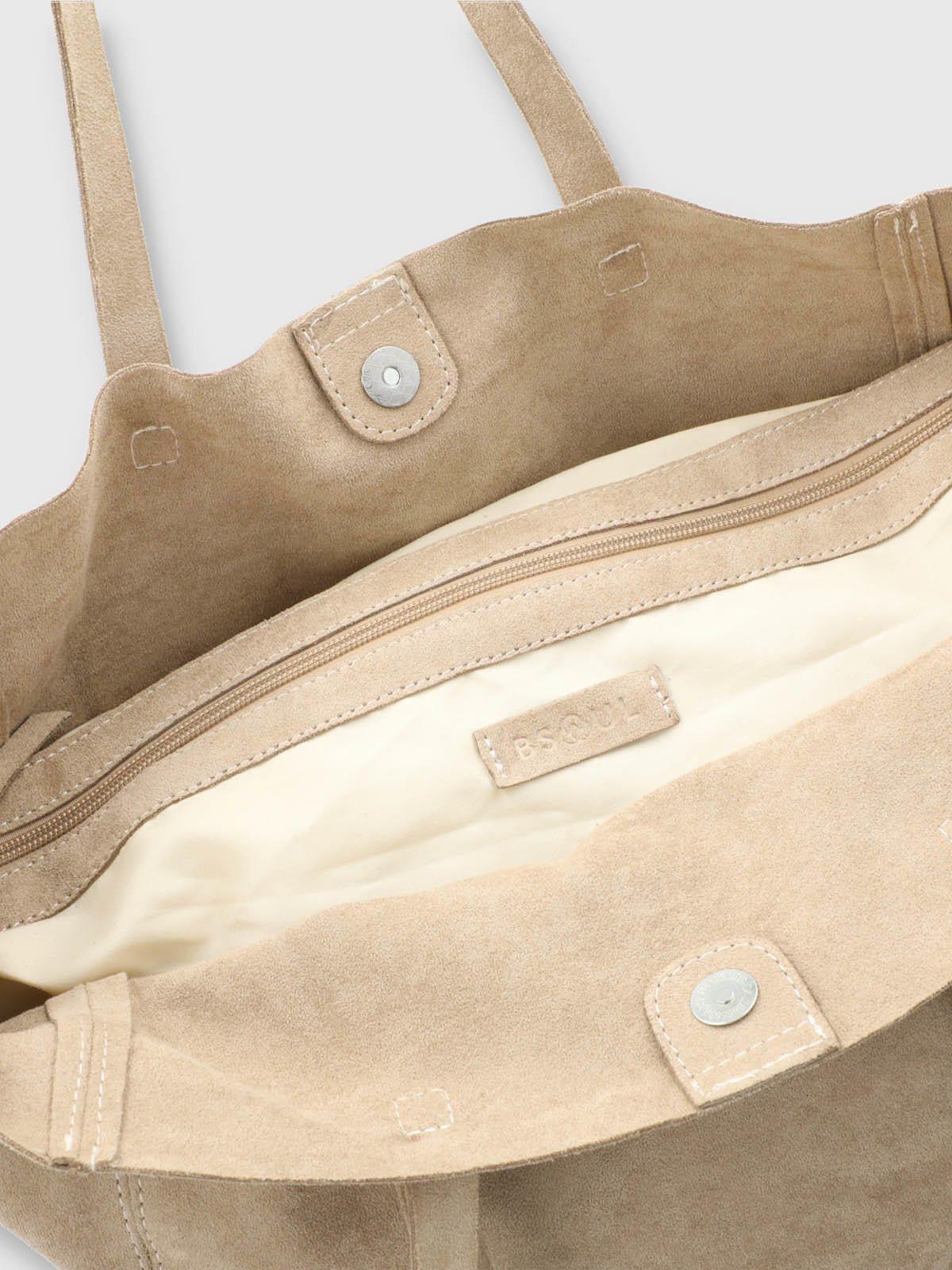 Bolso Cuero Mujer Suede Bag Beige-4