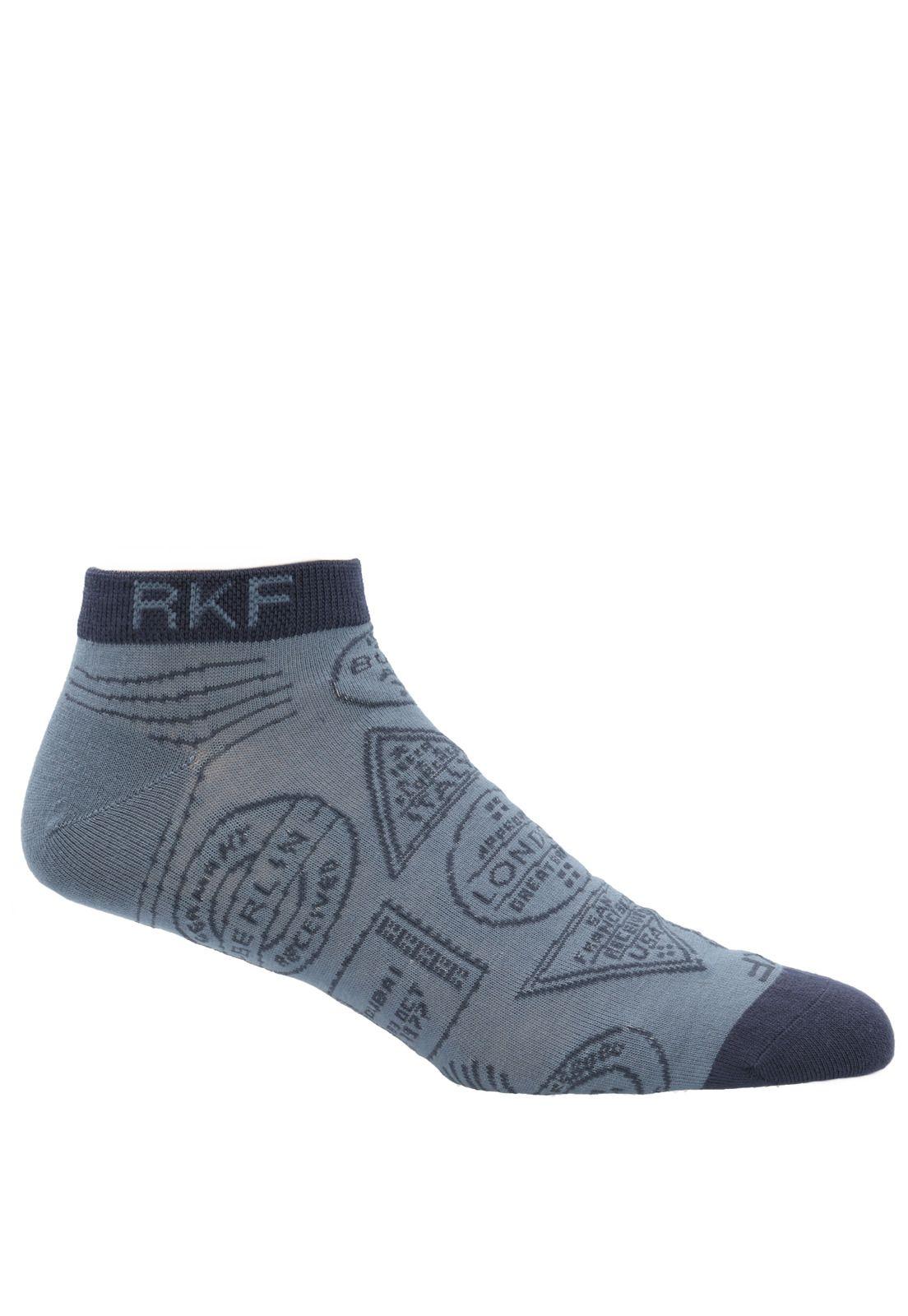 Calcetín Bambú Hombre Ped stamp Azul-0