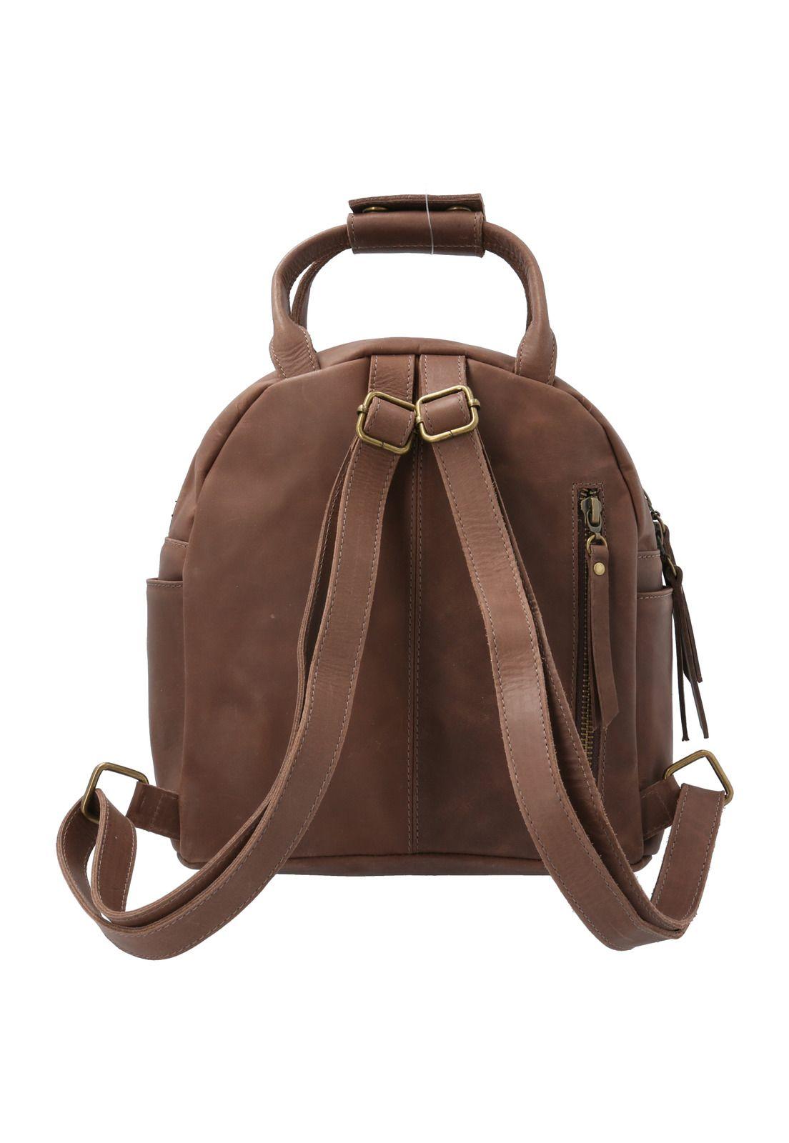 Mochila Cuero Mujer Miniback Ii Café-2