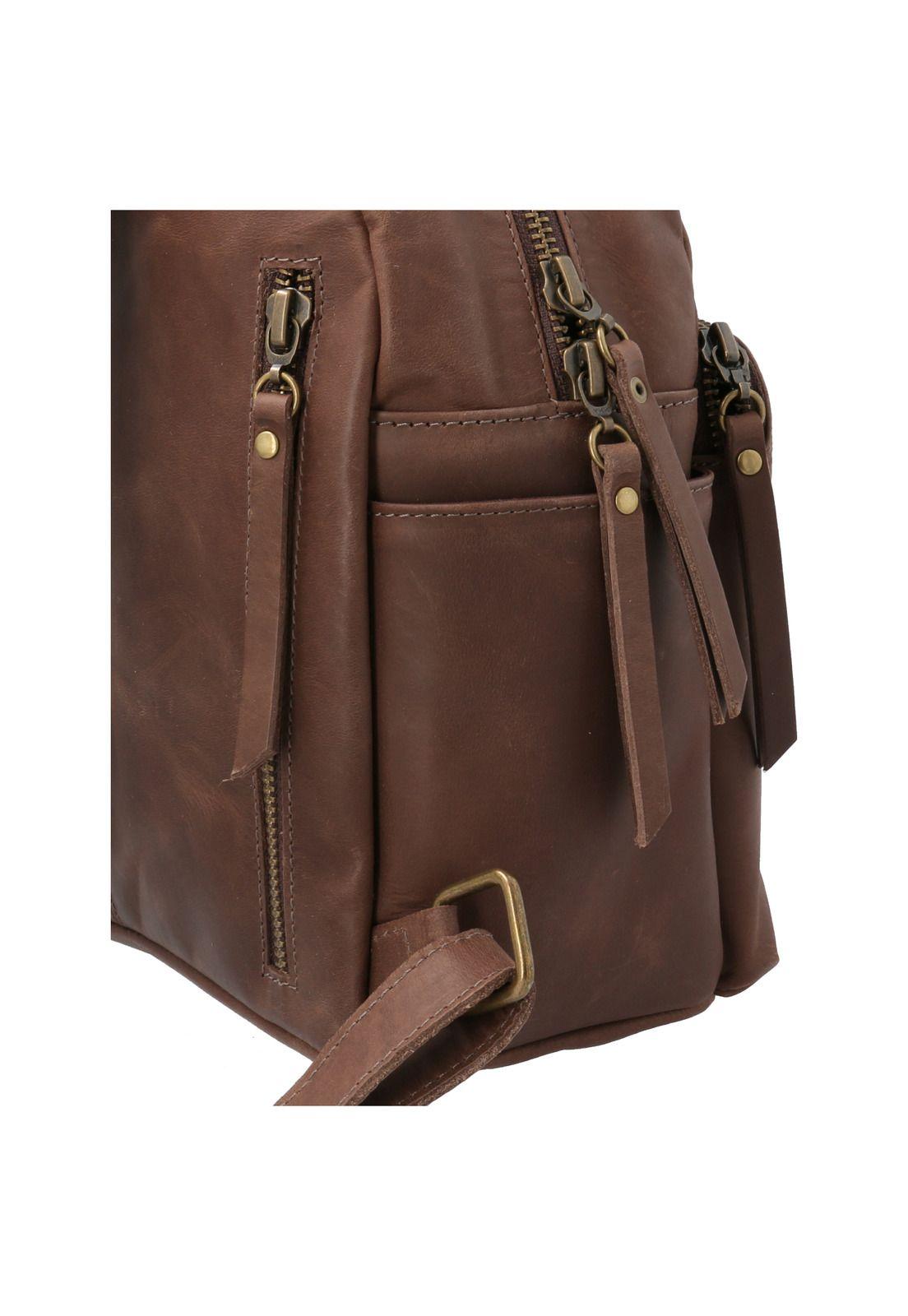 Mochila Cuero Mujer Miniback Ii Café-3