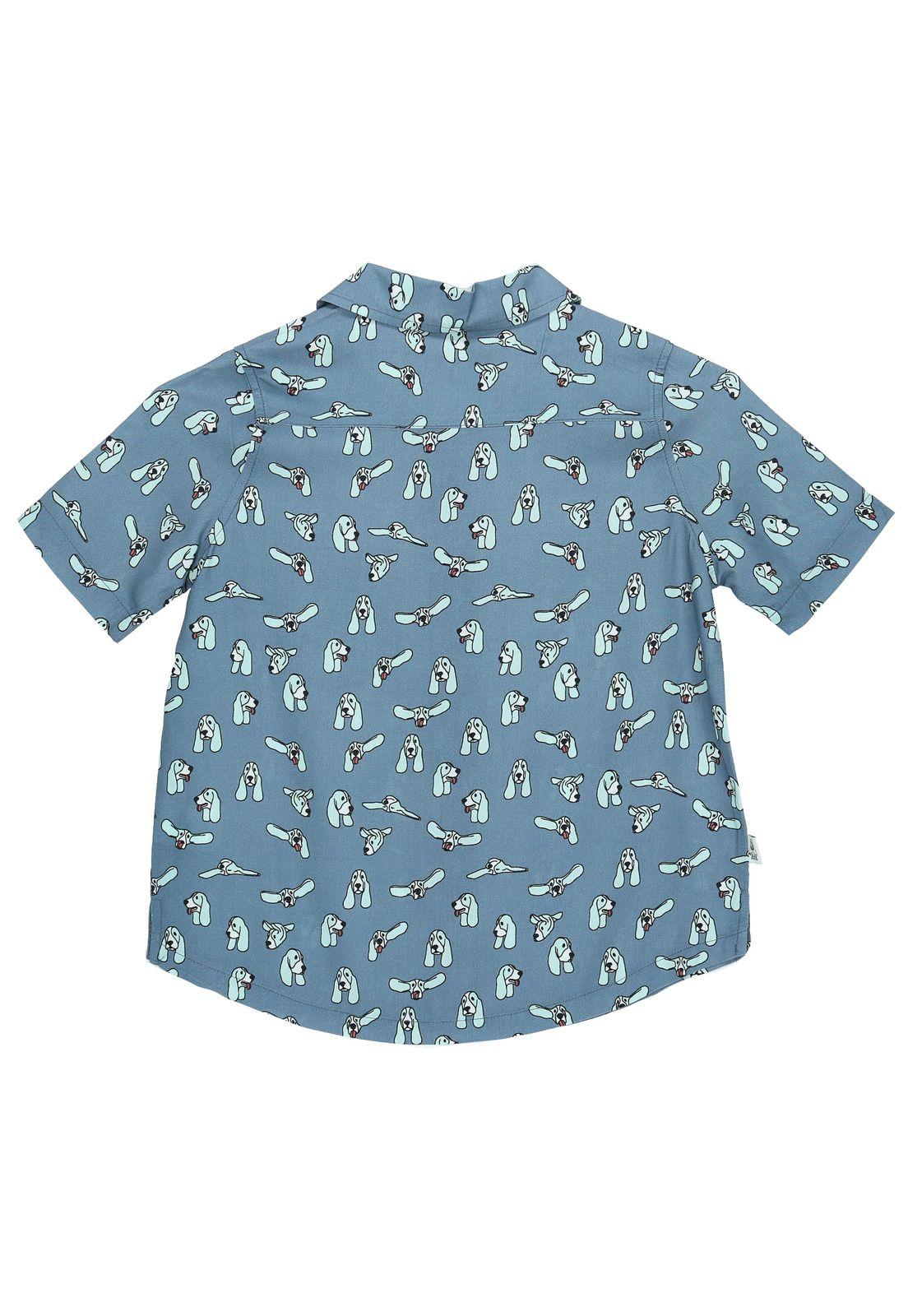 Camisa M/C Niño Guayabera Azul-1