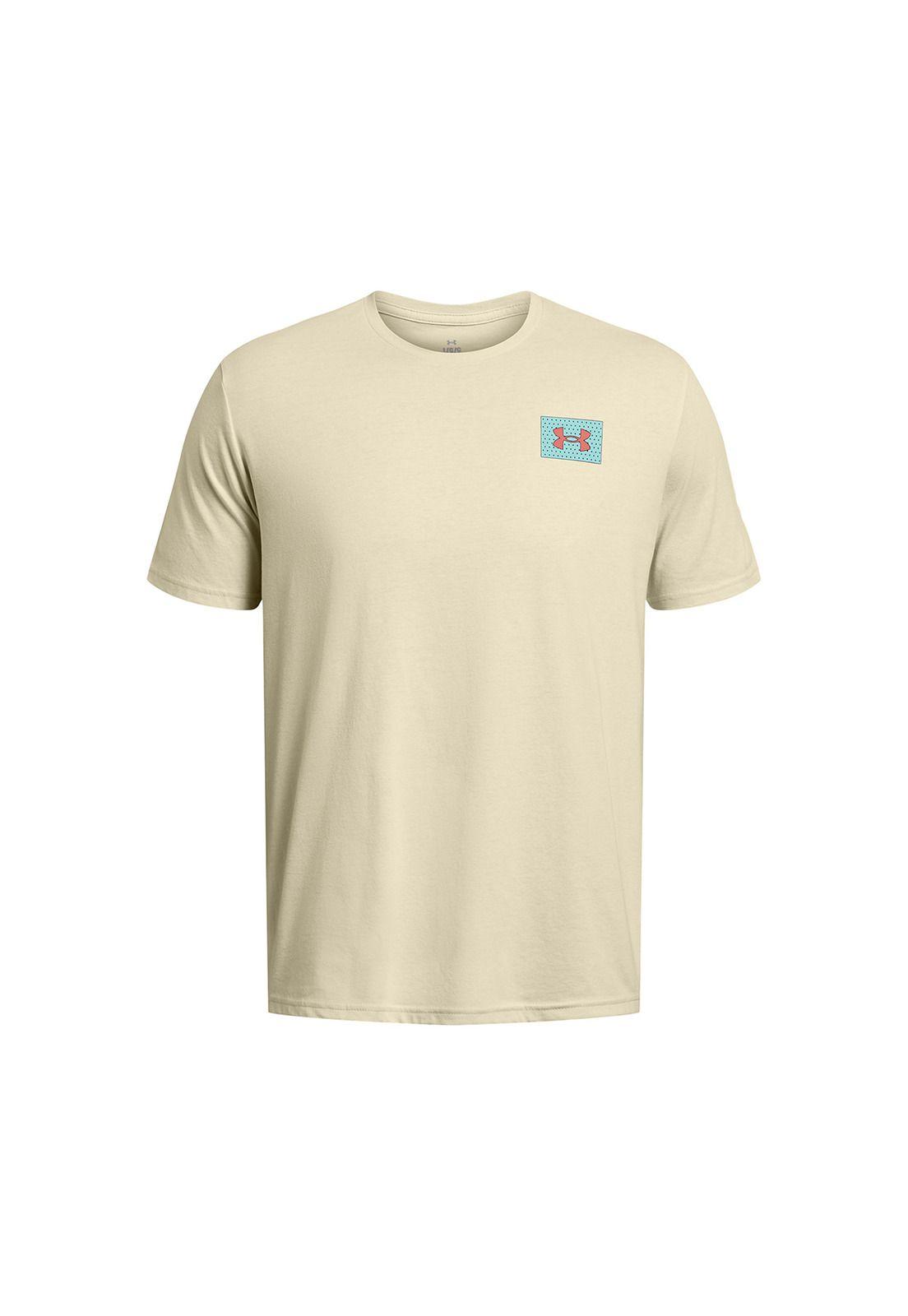Polera Manga Corta Color Block Hombre Café-0