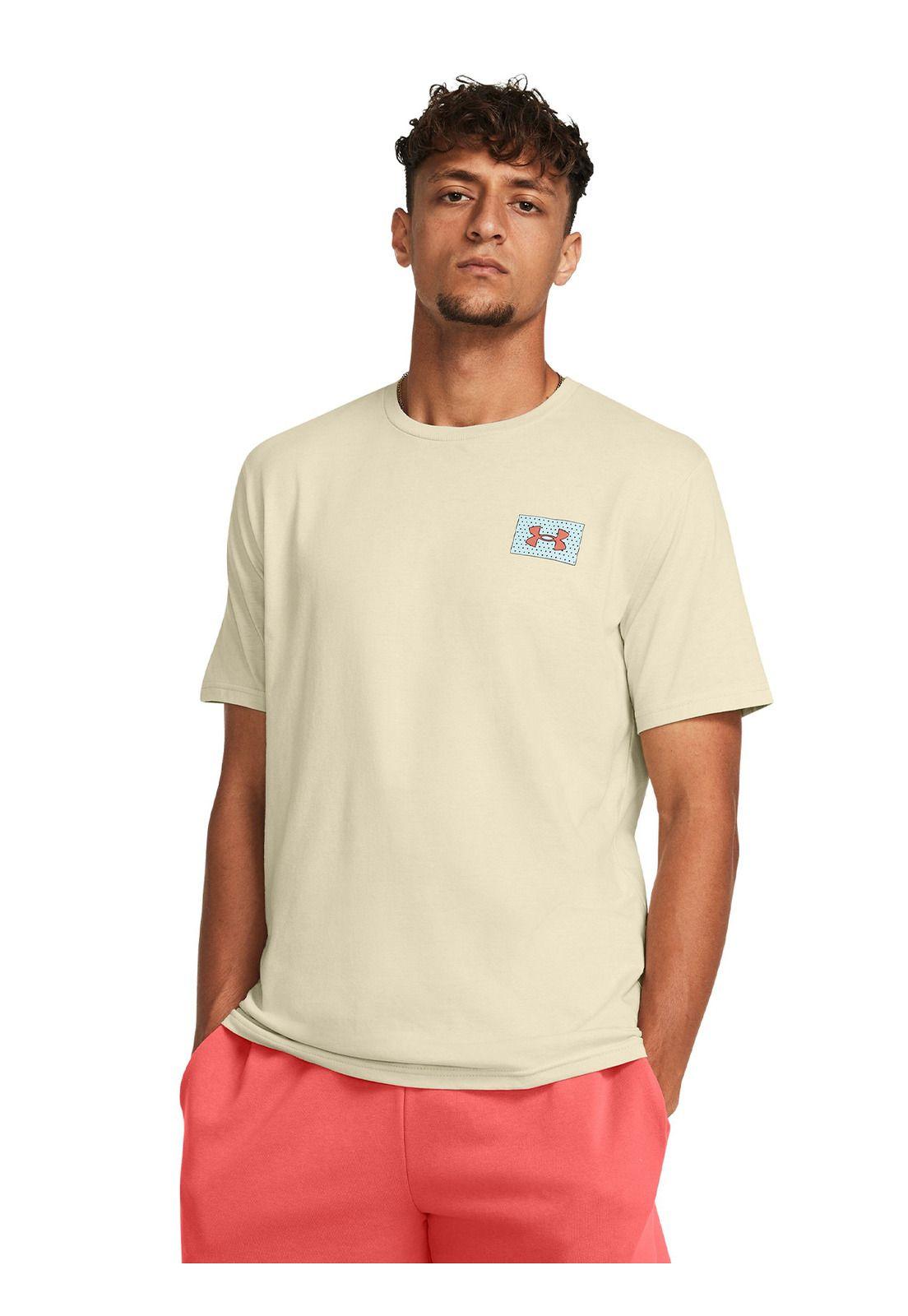 Polera Manga Corta Color Block Hombre Café-3