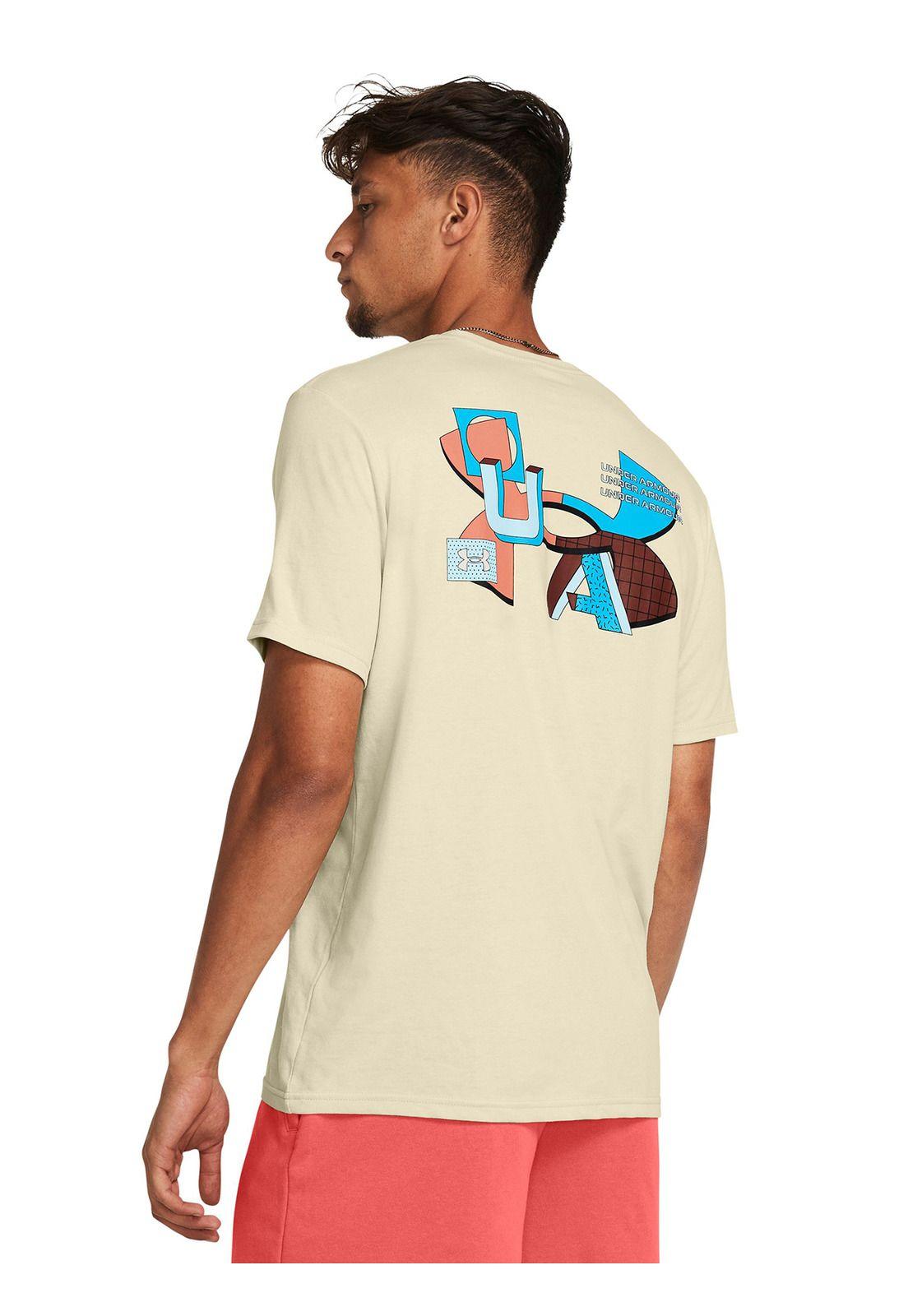 Polera Manga Corta Color Block Hombre Café-4
