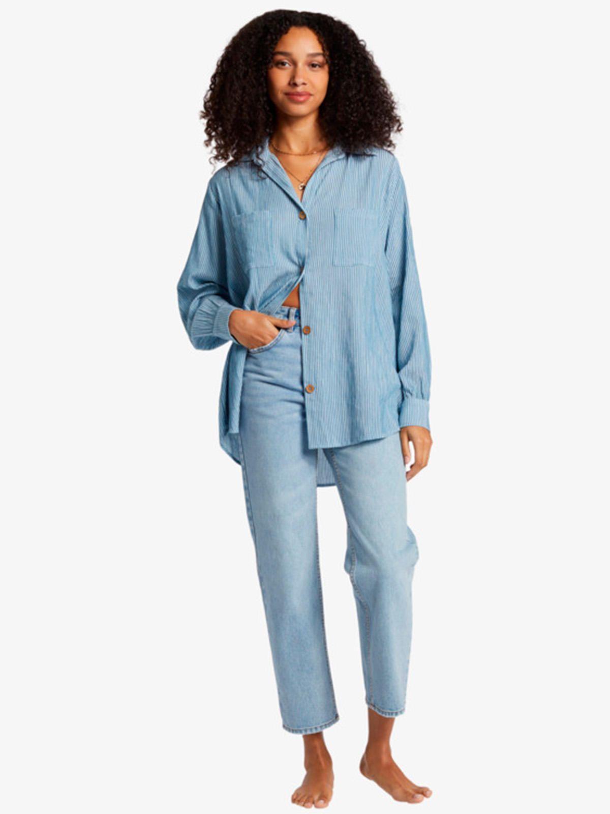 Blusa Manga Larga Mujer Swell Celeste-1