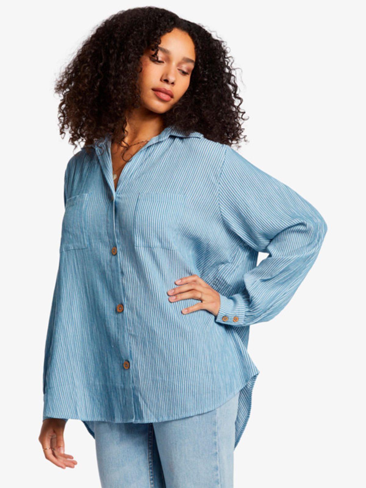 Blusa Manga Larga Mujer Swell Celeste-3