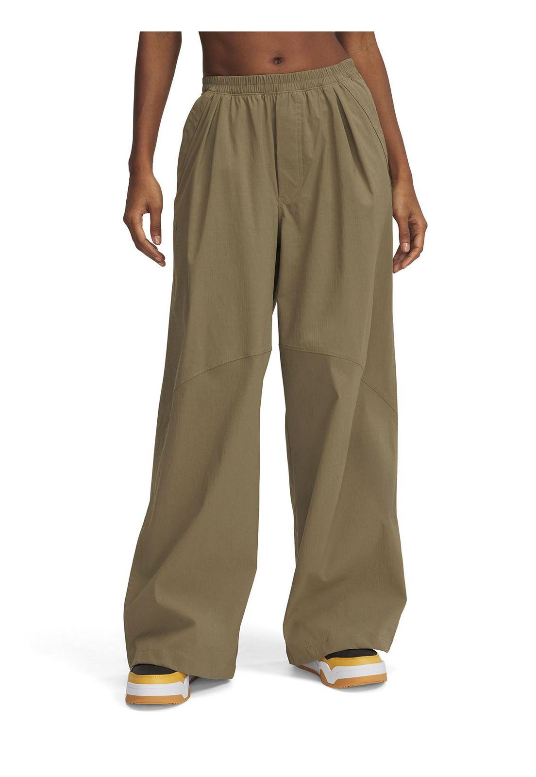 Pantalón Ua Unstoppable Woven Parachute Café Para Mujer-0