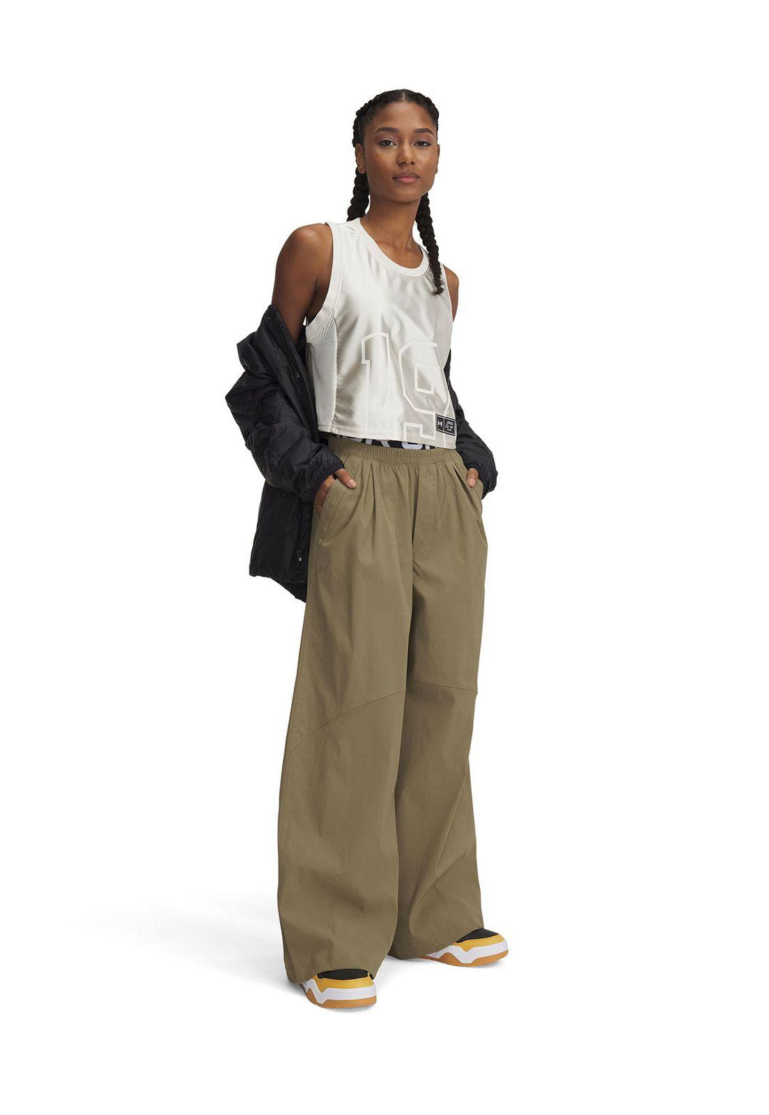 Pantalón Ua Unstoppable Woven Parachute Café Para Mujer-3