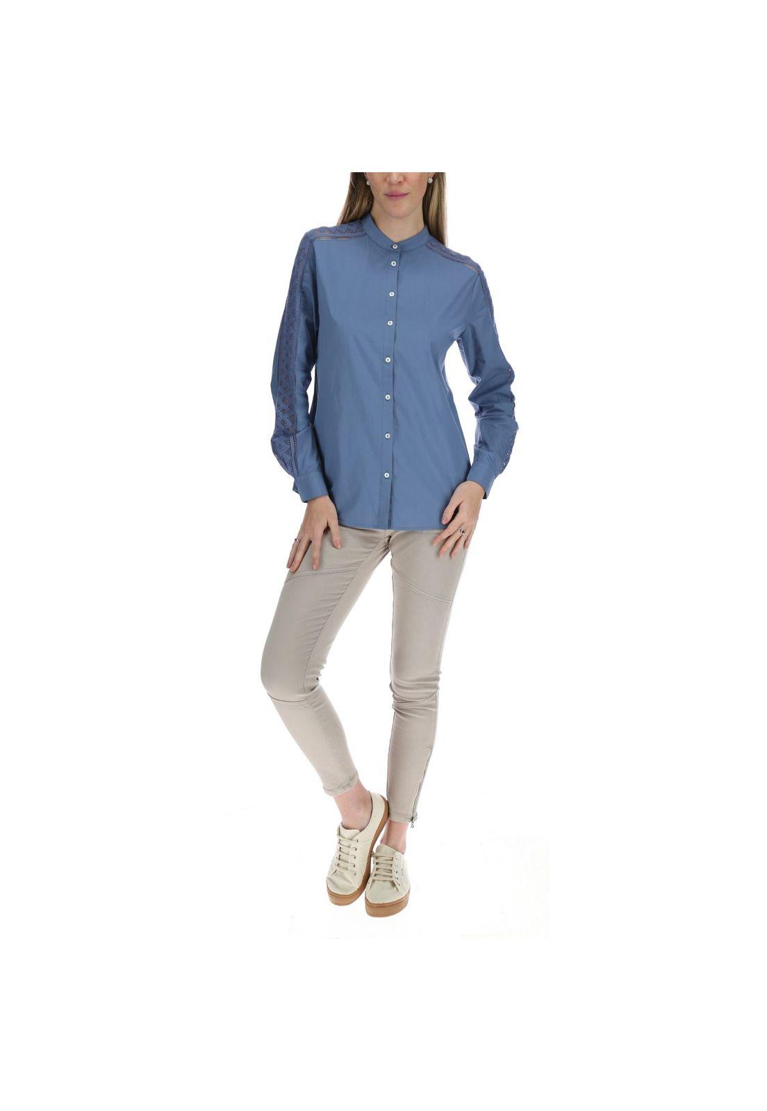 Blusa Manga Larga Mujer Clara Azul-4