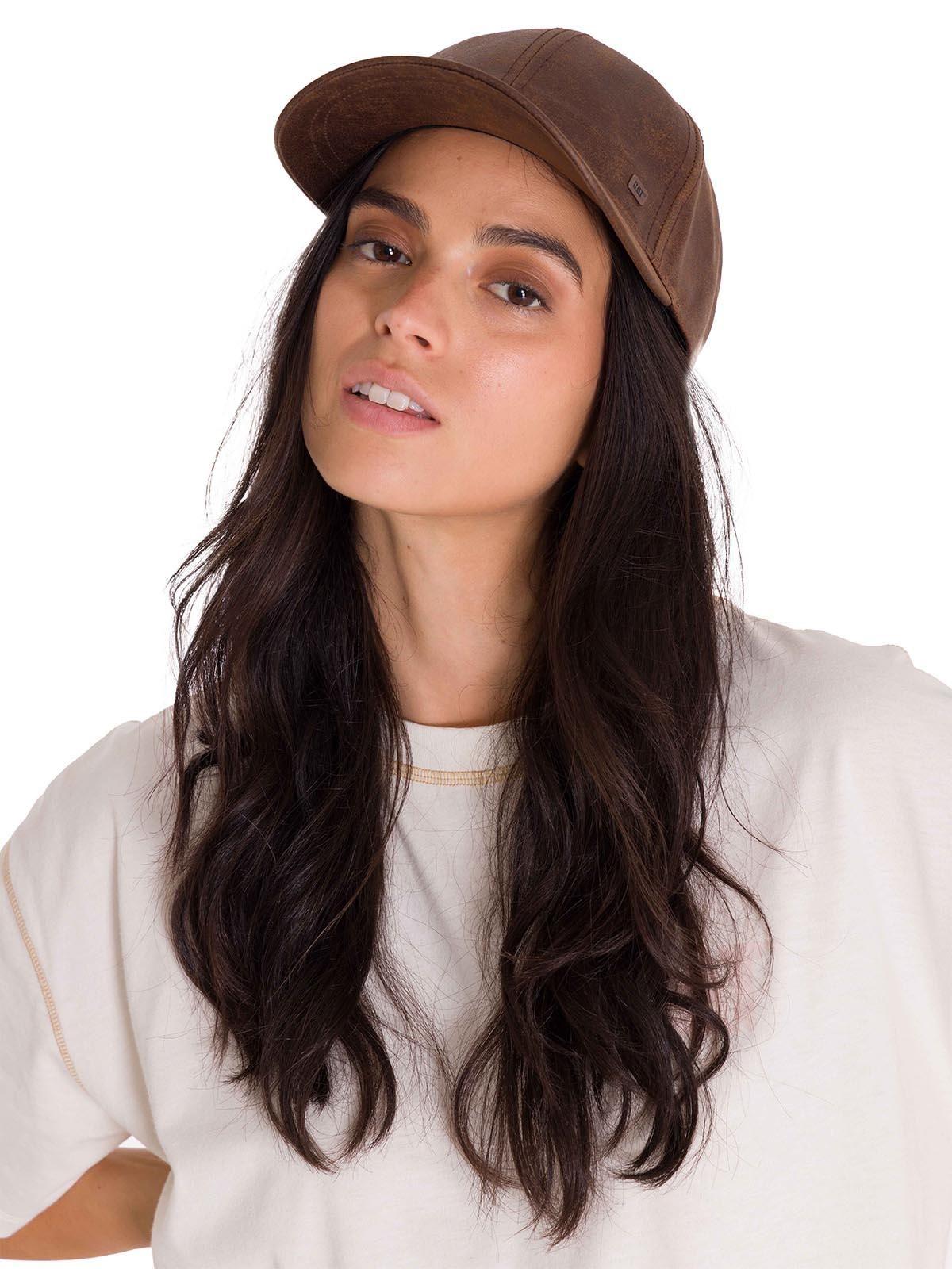 Jockey Faux Leather Hat Unisex Café-3