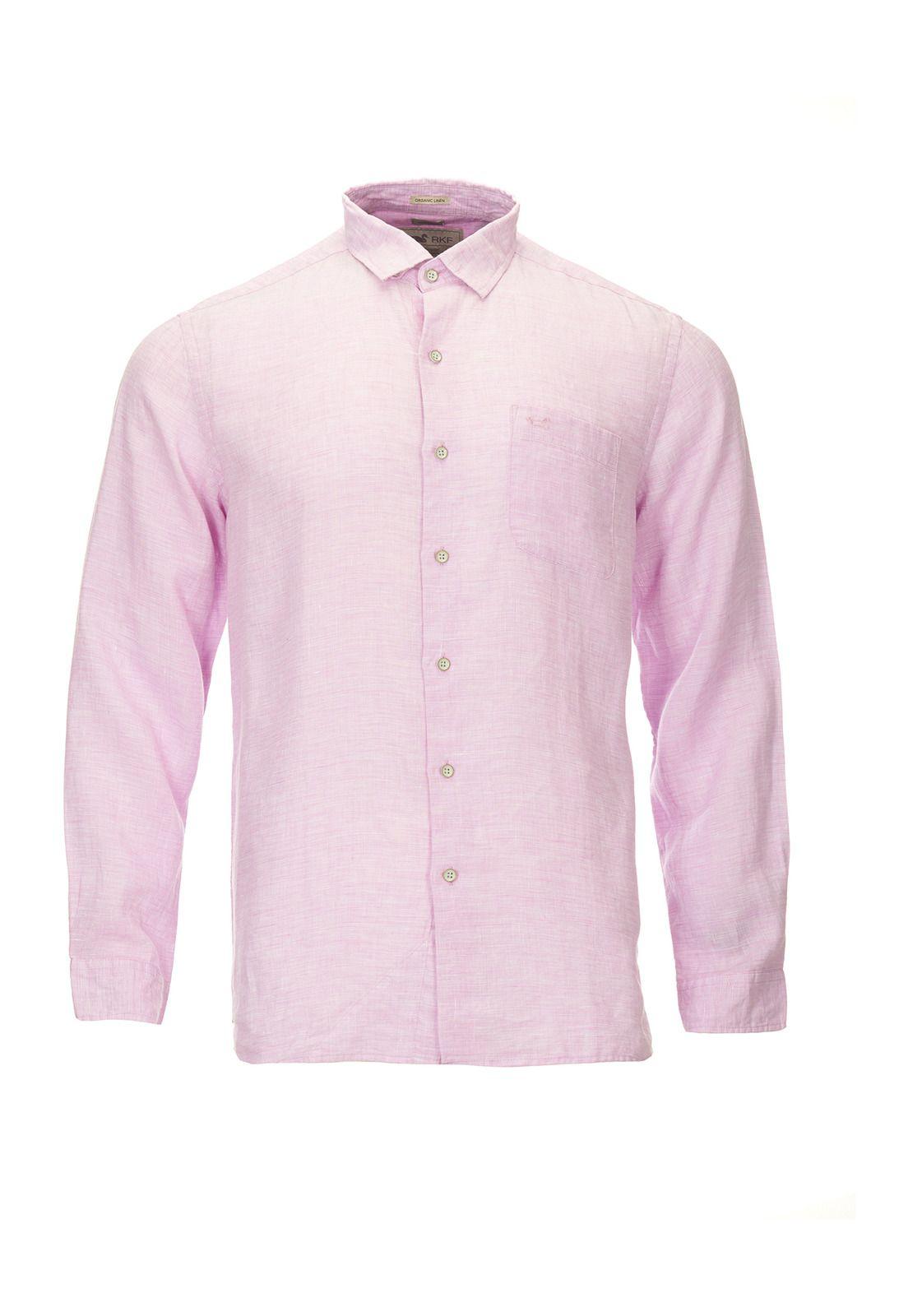 Camisa Lino Orgánico Hombre Linentxtre Rosa-0