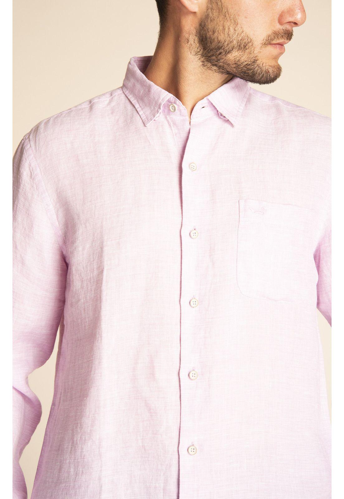 Camisa Lino Orgánico Hombre Linentxtre Rosa-3