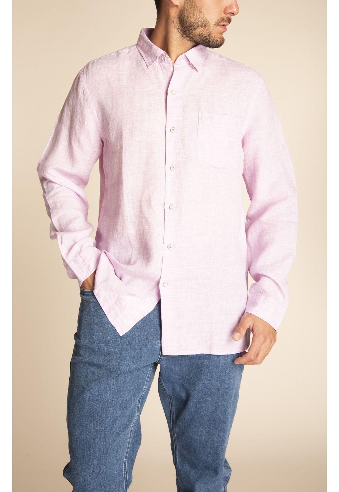 Camisa Lino Orgánico Hombre Linentxtre Rosa-4