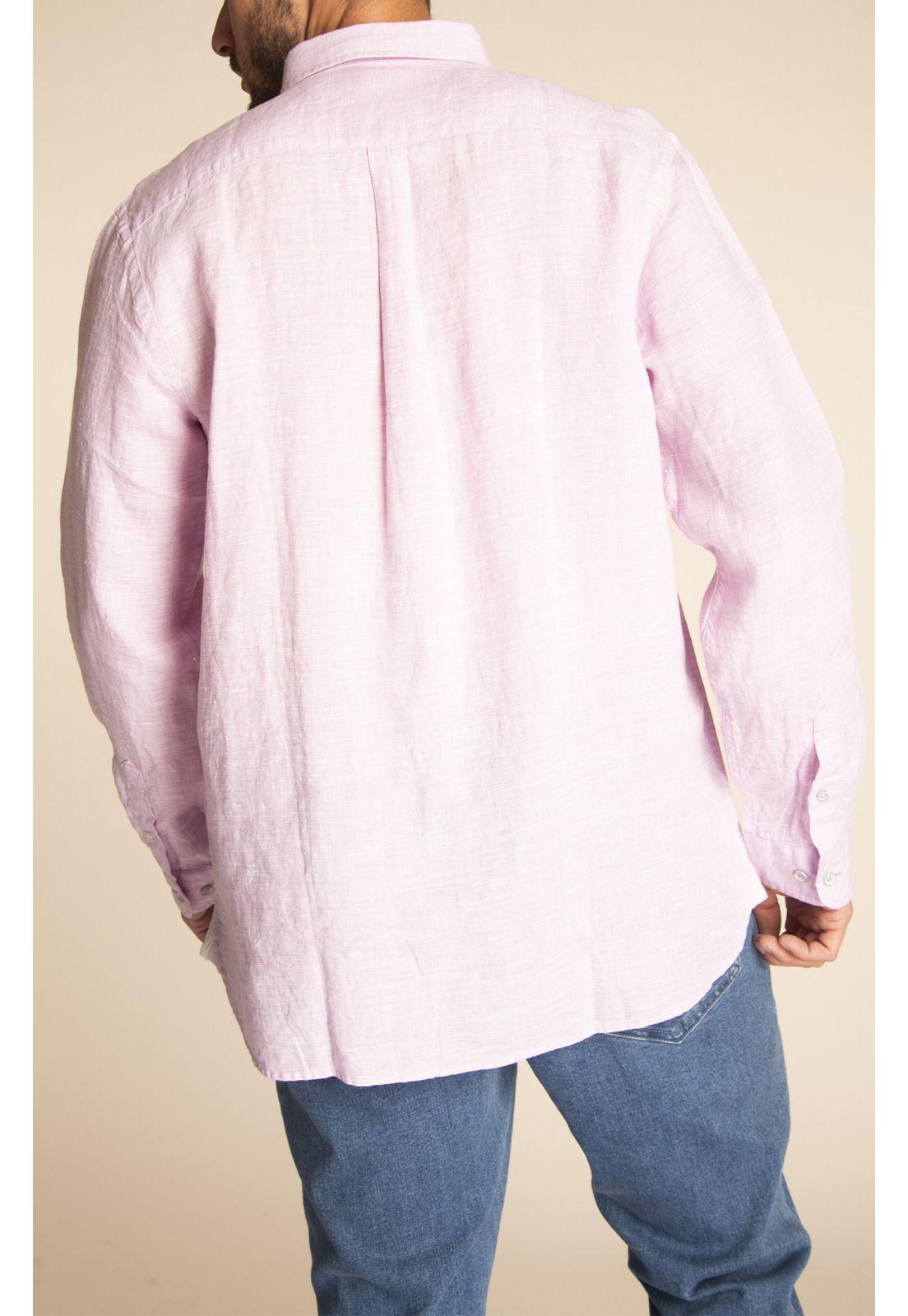Camisa Lino Orgánico Hombre Linentxtre Rosa-5