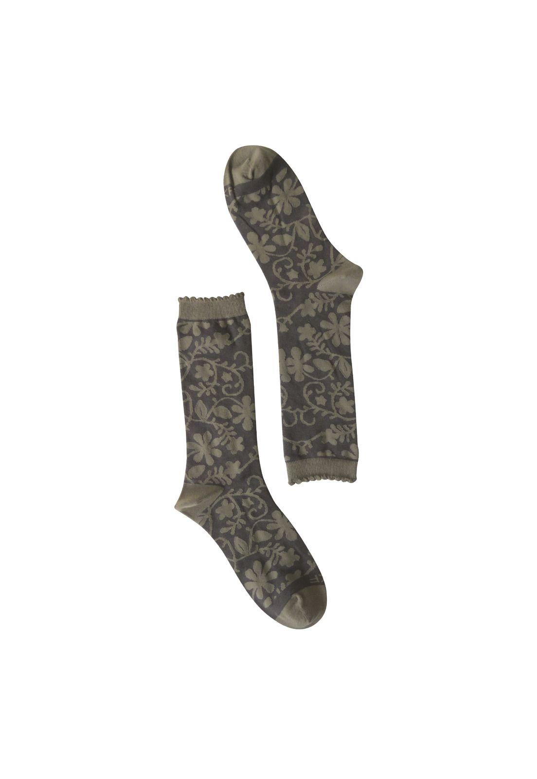 Calcetin Algodón Mujer Flower Café Rockford-0