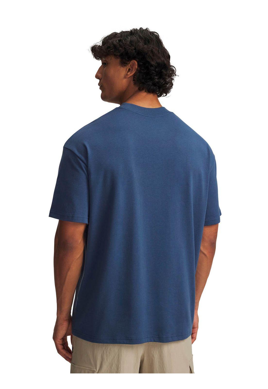 Polera Manga Corta Lifestyle  hombre Armour Wordmark HW azul -1