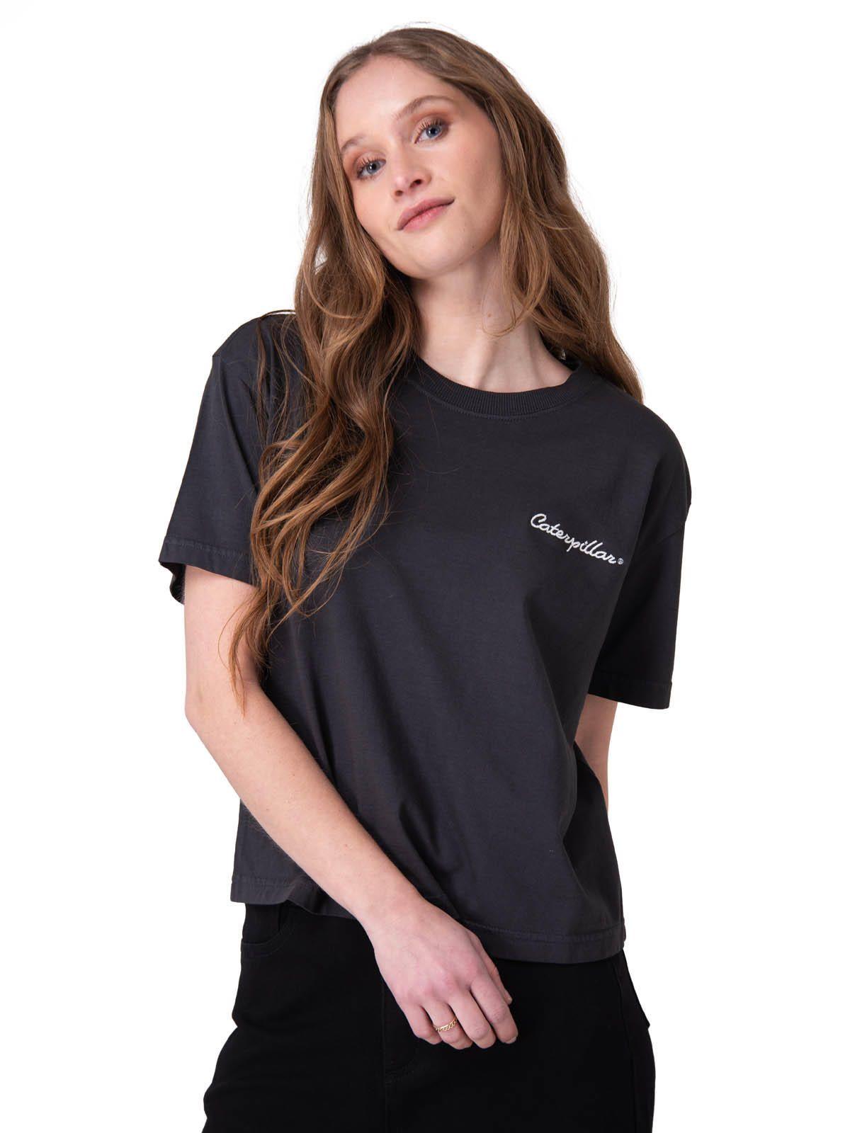 Polera Manga Corta Boxy Heavyweight Emb Mujer Negro-0