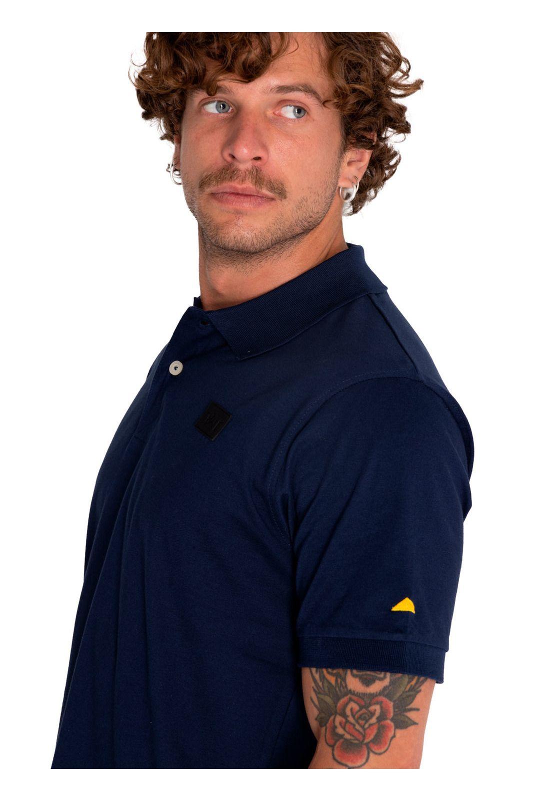 Polera Polo Casual Hombre Cat Logo Jersey Polo Azul-5