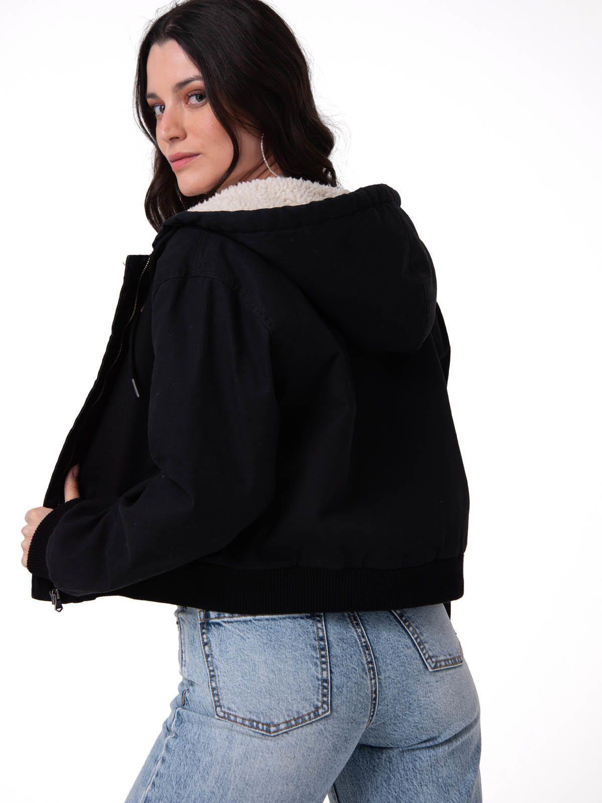 Chaqueta Mujer Canvas Sherpa Negro-1