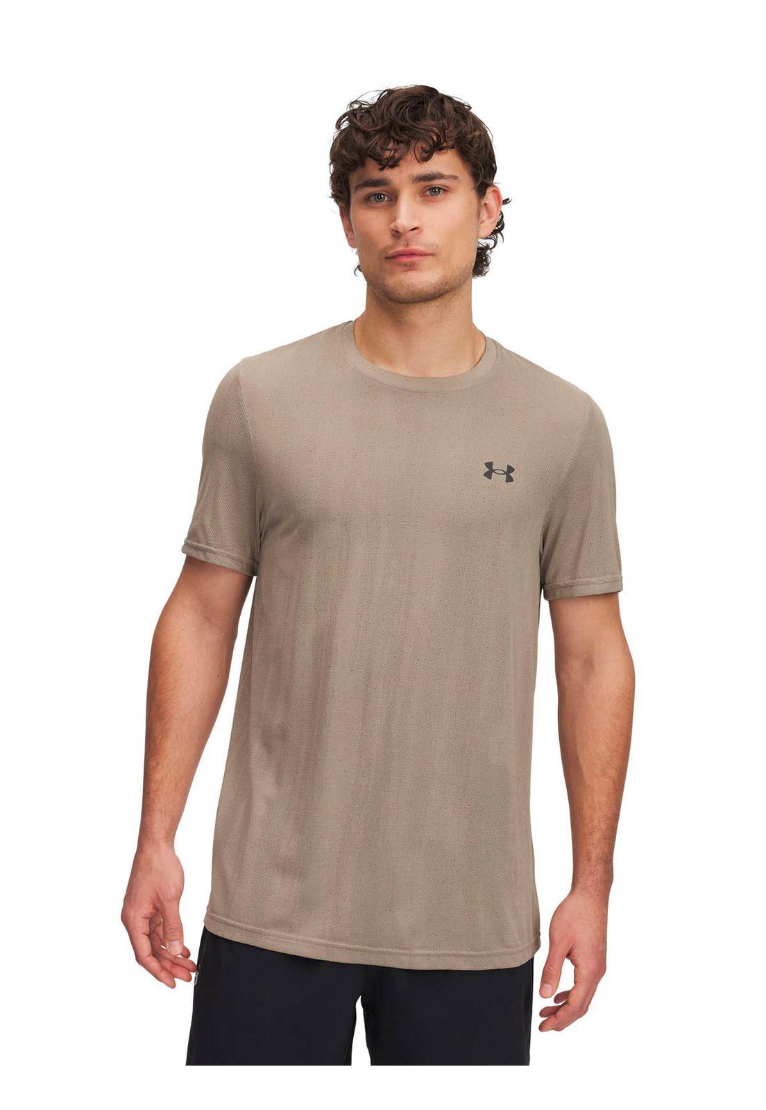 Polera Manga Corta Training para hombre Vanish Seamless cafe -0