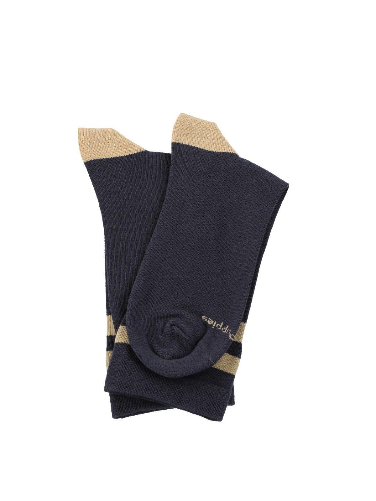 Calcetín Algodón Mujer C Cuff Simple Azul Oscuro-2