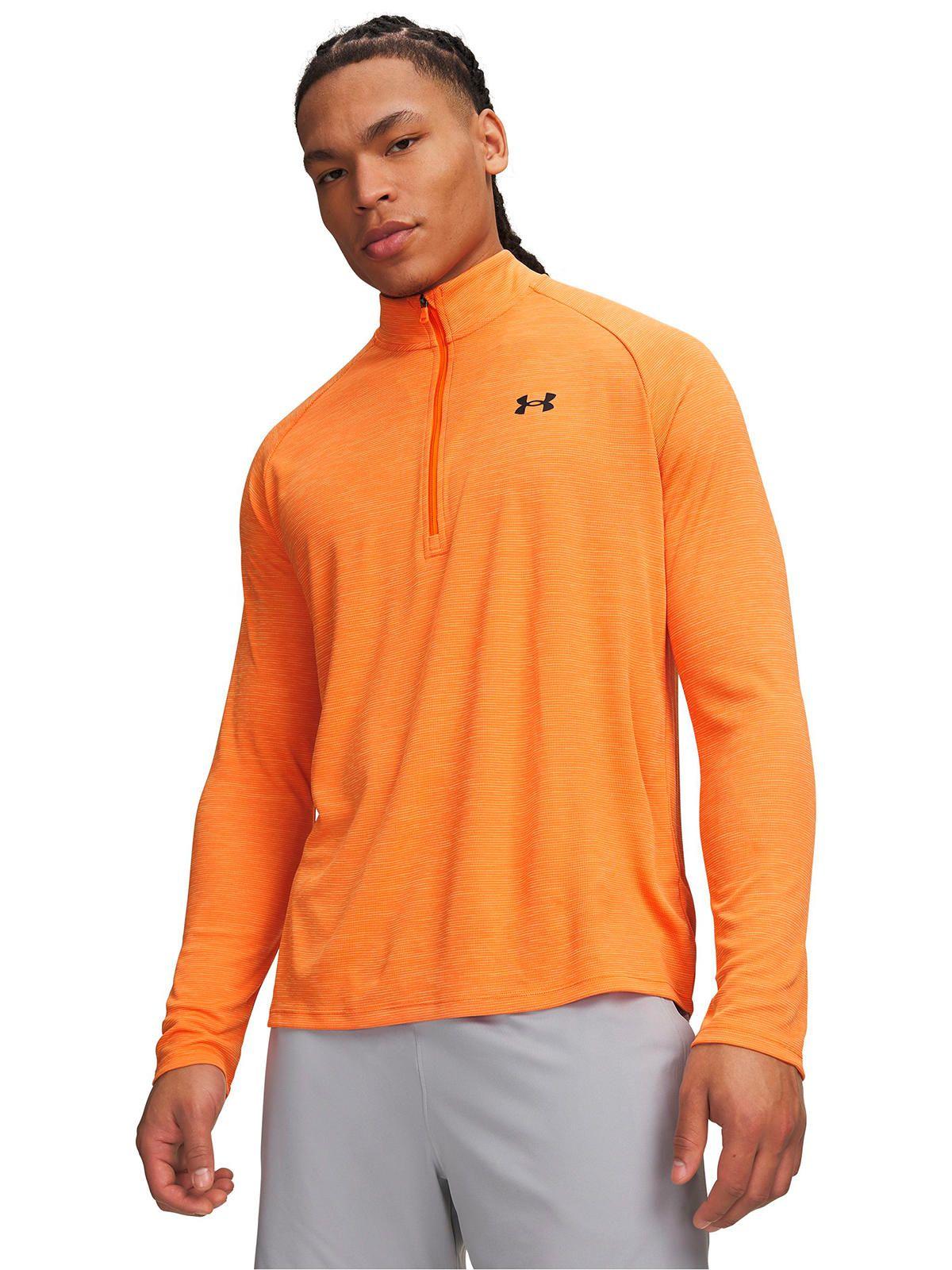 Poleron Tech Textured ½ Zip naranja Hombre-0