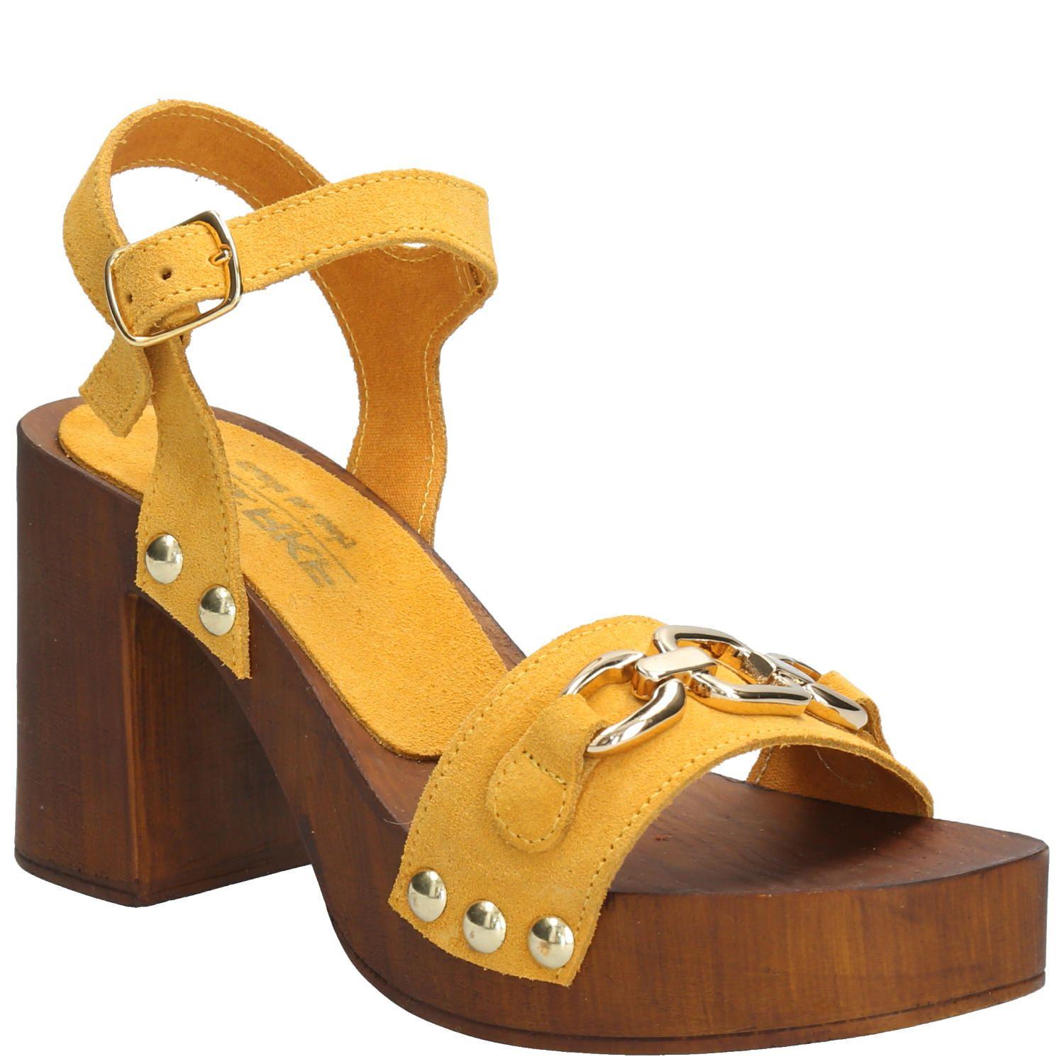 Sandalia Cuero Mujer Portofino Amarillo-1